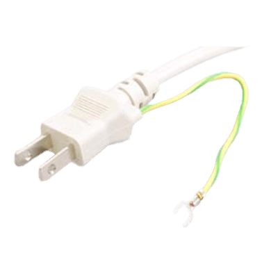 -2P plug with ground terminal on one side / cut off on one side Light gray round electric wire 7A-125V power cable ACJG-2P