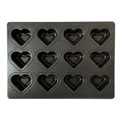 Metallic black Teflon series baking sheet for confectionery M size-MB Teflon treated double heart top plate 12P