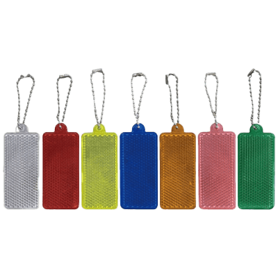 プリズムレンズ型 反射キーホルダー モデル：しかく (長方形・千社札) 全7色-法和株式会社