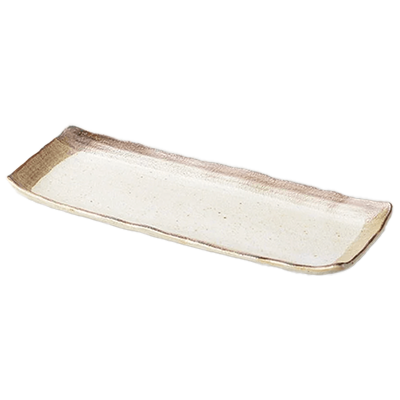 和食器 長角皿 砂うのふ渕茶-金正陶器株式会社