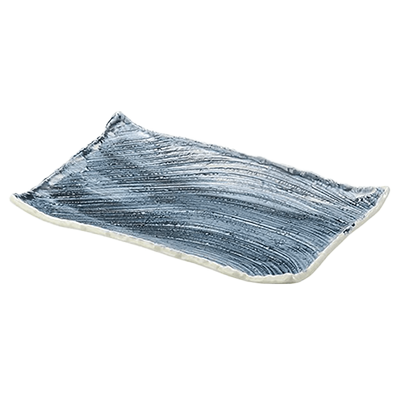 和食器 長角大皿 呉須刷毛 枯山水 26cm角皿 小-金正陶器株式会社