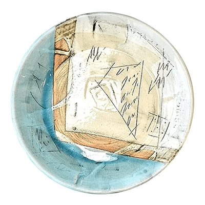 Japanese tableware Noodle plate/Pasta plate/Curry plate Kirakuan Tsurugama Pasta Two colors blue and white-Kinsho Pottery Co., Ltd.