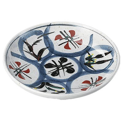 和食器 めん皿・パスタ皿・カレー皿 益子赤丸紋7.5めん皿-金正陶器株式会社