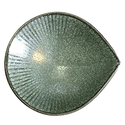 Japanese tableware, modified plate, gourmet style, More kiln modified green petite small plate-Kinsho Pottery Co., Ltd.