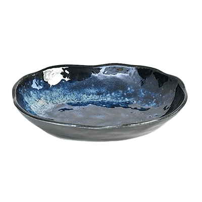 Japanese tableware medium bowl kiln dark blue spider-shaped oval bowl-Kinsho Pottery Co., Ltd.