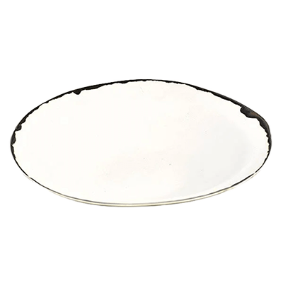 Japanese tableware large bowl gourmet style gold glaze nagashi white flat bowl-Kinsho Pottery Co., Ltd.