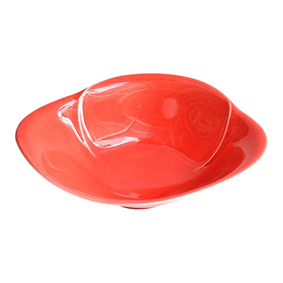 Japanese tableware, gourmet style, medium bowl, red glaze, camellia, shallow 18 bowls-Kinsho Pottery Co., Ltd.