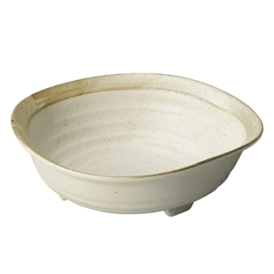 Japanese tableware, large bowl, sand unofuchi tea, three-legged variant-Kinsho Pottery Co., Ltd.