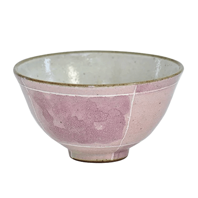 Japanese tableware, rice bowl, pink Tokusa fluffy rice bowl-Kinsho Pottery Co., Ltd.