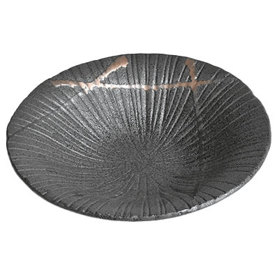 和食器 向付 中鉢 黒金色流し彫十草型多用鉢-金正陶器株式会社