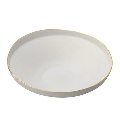 和食器 向付 グルメスタイル 渕金白マットたわみ鉢 小-金正陶器株式会社