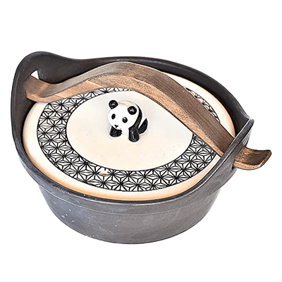 和食器 土鍋 喜楽庵 ま工房 パンダ土鍋 中-金正陶器株式会社