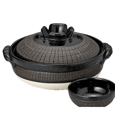 和食器 土鍋 鍋 8号 定番 黒十草-金正陶器株式会社