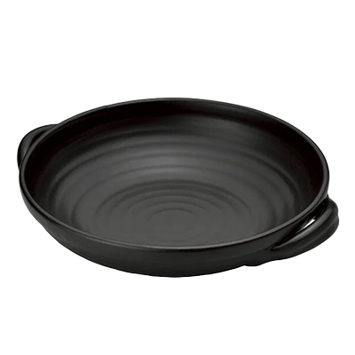 和食器 陶板 (蓋無) 黒 超耐熱 10号 手付パエリアパン-金正陶器株式会社