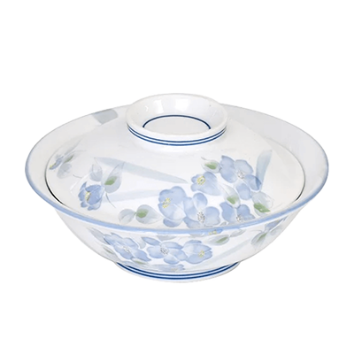 Japanese tableware: lidded/circle confectionery bowl, Utsukushigahara stew bowl with lid-Kinsho Pottery Co., Ltd.