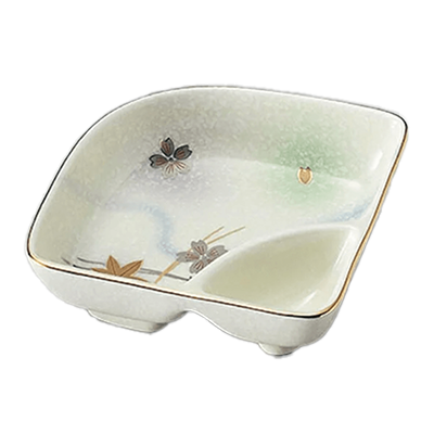 和食器 松花堂 小鉢 扇型 仕切鉢 白吹竜田川-金正陶器株式会社