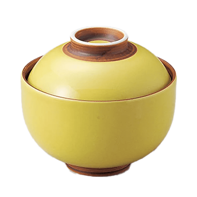Japanese tableware, lid-shaped confectionery bowl, yellow glaze circular confectionery bowl-Kinsho Pottery Co., Ltd.