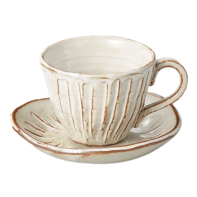 Japanese tableware, coffee bowls and bowls, Hakukengama Tokusa, coffee cup and saucer (cup and saucer set)-Kinsho Pottery Co., Ltd.