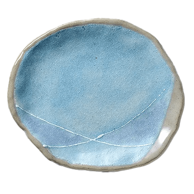 和食器 珈琲碗・碗皿 ブルー色十草タタラ コーヒー皿 (皿のみ)-金正陶器株式会社