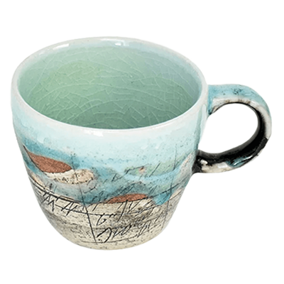 和食器 マグカップ 喜楽庵 鶴琳窯 マグ 二色線刻青白-金正陶器株式会社