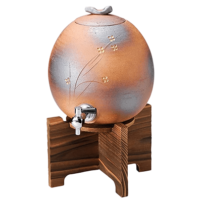 和食器 焼酎サーバー・ボトル・ワインクーラー 火色小花サーバー 木台付-金正陶器株式会社