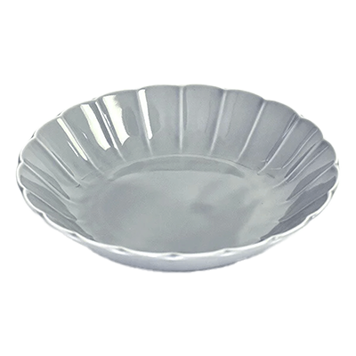 Western Tableware Round Plate Gourmet Style Fiore Gray Flower Shape 24cm Deep Plate-Kinsho Pottery Co., Ltd.