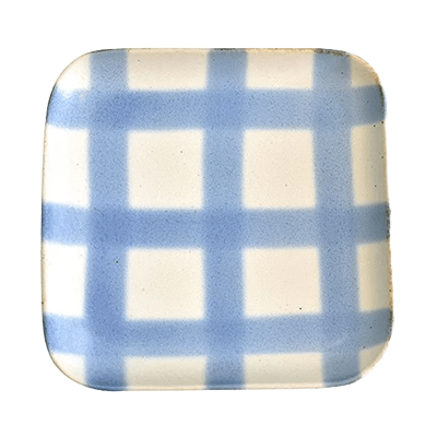 Western tableware square plate gourmet style faint blue plate (large)-Kinsho Pottery Co., Ltd.