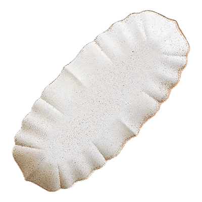 洋食器 変形プレート グルメスタイル ロータス28cmオーバル細長皿 ホワイト-金正陶器株式会社