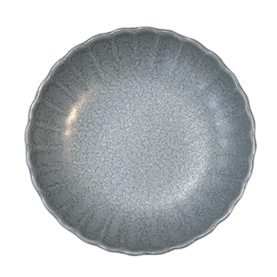Western tableware deformed plate gourmet style ash gray chrysanthemum shape 3.0 plate-Kinsho Pottery Co., Ltd.
