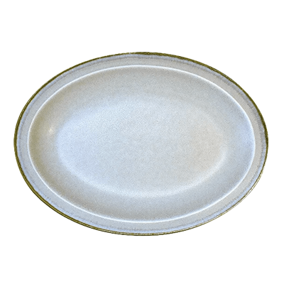 Western tableware deformed plate gourmet style 27cm oval plate ash gray-Kinsho Pottery Co., Ltd.