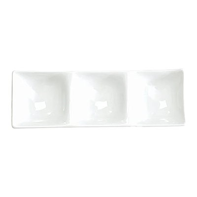 Western Tableware Divider Plate Gourmet Style White Porcelain Kowake Mini Three Cut Plate-Kinsho Pottery Co., Ltd.