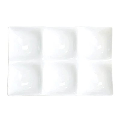 Western Tableware Divider Plate Gourmet Style White Porcelain Kowake 6 Divider Plate-Kinsho Pottery Co., Ltd.