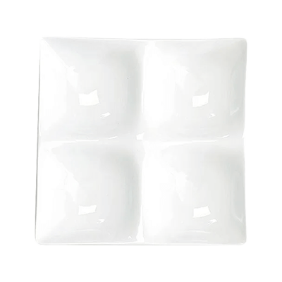 Western Tableware Divider Plate Gourmet Style White Porcelain Four Divider Plate-Kinsho Pottery Co., Ltd.