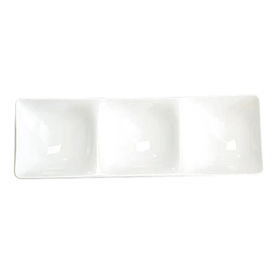 洋食器 仕切りプレート グルメスタイル 白磁コワケ三ツ切皿-金正陶器株式会社