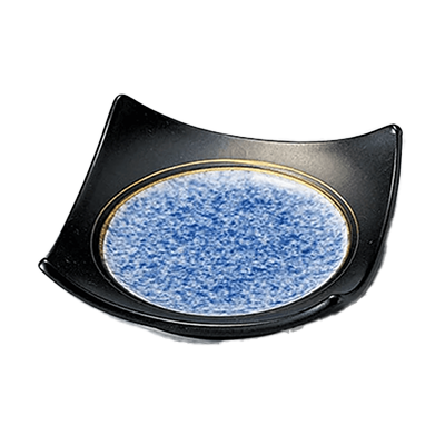 Japanese tableware Shokado small bowl black glaze blown ink square plate-Kinsho Pottery Co., Ltd.