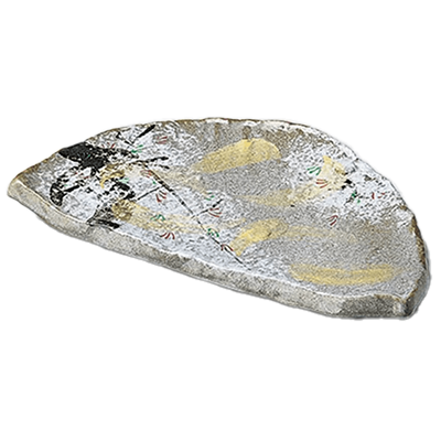 Japanese tableware pottery plate Kenzan spring and autumn half moon appetizer plate-Kinsho Pottery Co., Ltd.