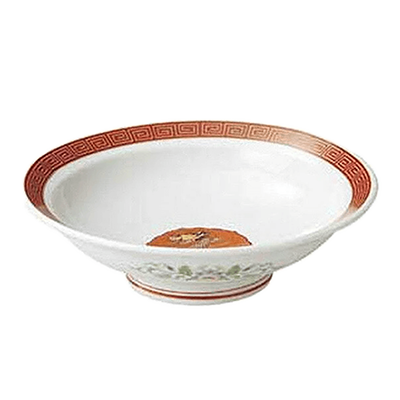 中華食器・アジアン食器 つけ麺用皿 朱金雷門 7.0丸高台皿-金正陶器株式会社