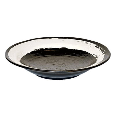 Chinese Tableware/Asian Tableware Tsukemen Plate Gokubrush Black 8.0 Dimension Tsukemen Plate Noodle Plate-Kinsho Pottery Co., Ltd.