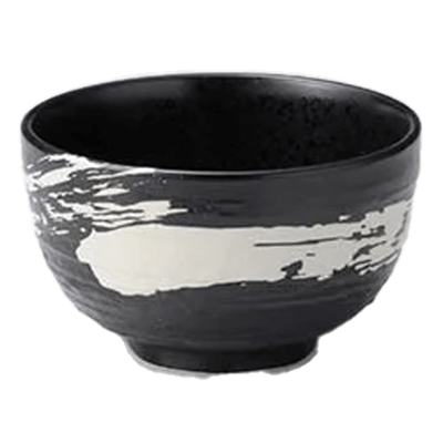 中華食器・アジアン食器 つけ麺用タレ鉢 極刷毛 黒 ロクロ目4.0丼-金正陶器株式会社