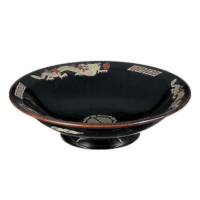 中華食器・アジアン食器 チャーハン皿 天目金彩竜 7.0丸高台皿-金正陶器株式会社