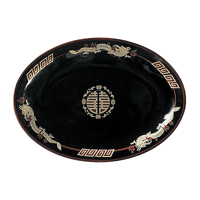 Chinese tableware/Asian tableware Gyoza plate Tenmoku Kinsairyu 9 inch platter Oval plate-Kinsho Pottery Co., Ltd.