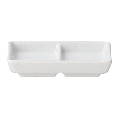 中華食器・アジアン食器 タレ入れ 白中華 二ツ仕切皿-金正陶器株式会社
