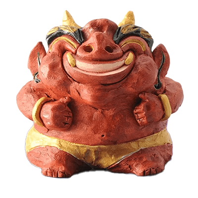 インテリア 置物 手造り福の赤鬼-金正陶器株式会社