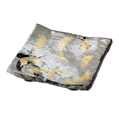 Japanese tableware square medium plate Kenzan Shunju square 5.5 top plate-Kinsho Pottery Co., Ltd.