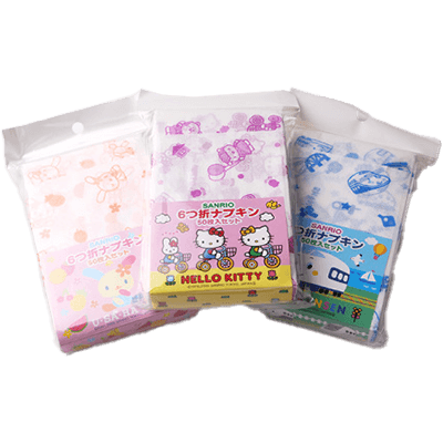 サンリオ 6折ナプキン 50枚入りセット (小売向け) ハローキティ／ウ・サ・ハ・ナ／しんかんせん 等-オリエンタル紙業株式会社