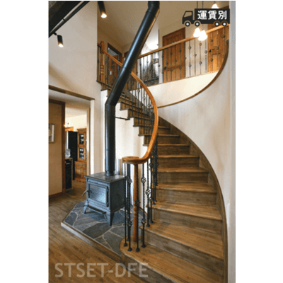 Curved stairs, iron balusters, upper left curve, STSET-DFE-Japan Construction Trading Co., Ltd.
