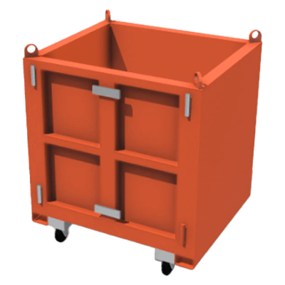 鉄コンテナ 【ジャンボ】鉄箱・コンテナ・ダストボックス・バッカン・パレット 1立米 (観音扉＋キャスター付き)-株式会社refactory