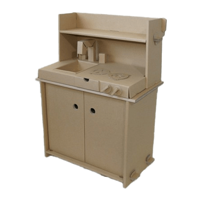 機能付きダンボール イベント・ノベルティ用 紙 (段ボール) 製キッチン組立セット (リアルおままごともおまかせ) キッチンセット-株式会社アースダンボール