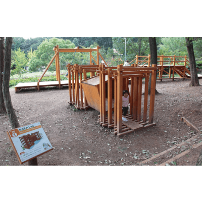 遊具 コンビネーション 特型コンビ 木製アスレチック 四次元トンネル-日都産業株式会社