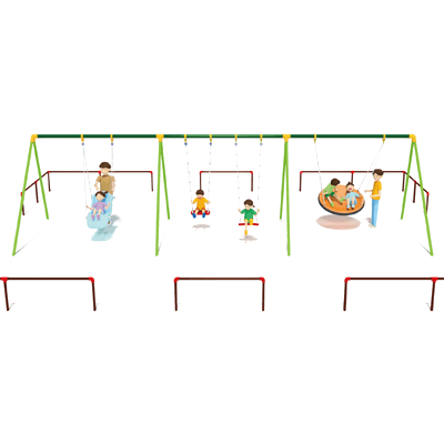 遊具 インクルーシブ インクルーシブ3連ぶらんこ-日都産業株式会社